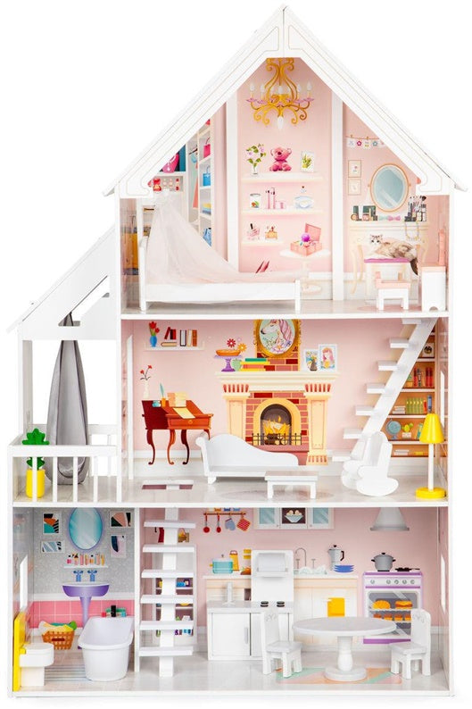 Drewniany domek dla lalek EcoToys XXL Rezydencja Biały