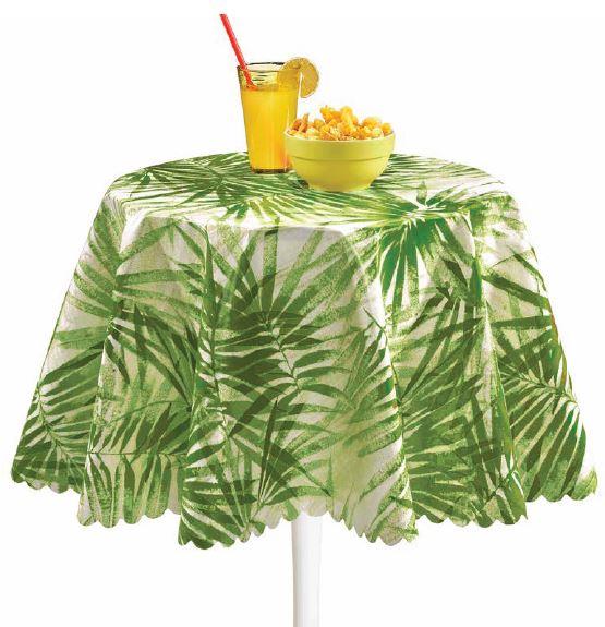 Tablecloth, PVC 1458-04, white/green, 100x140 cm