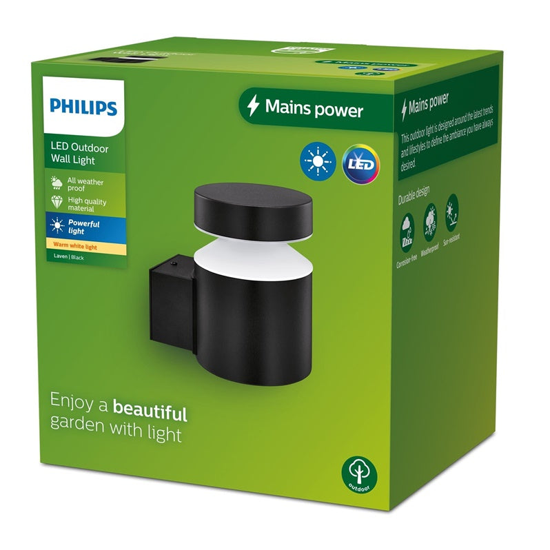 LED light PHILIPS LAVEN 929003362201, 6 W, IP44, black