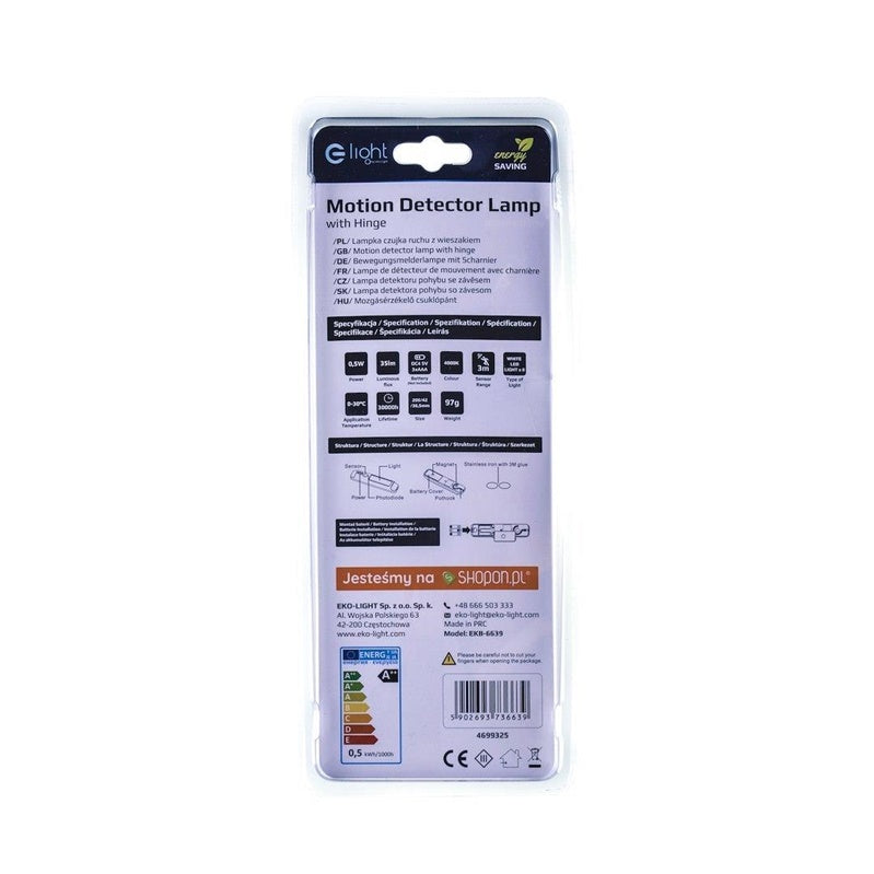 LUMINAIRE, WALL-MOUNTED, 0.5W, 35LM, 4000K, 3XAAA