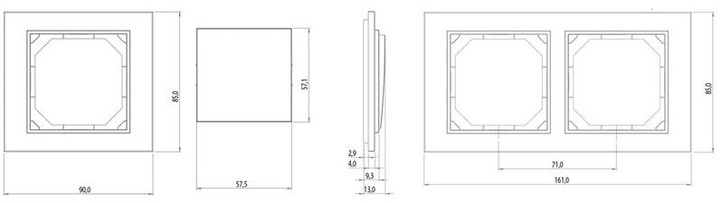 Triple frame VILMA QR1000, grey