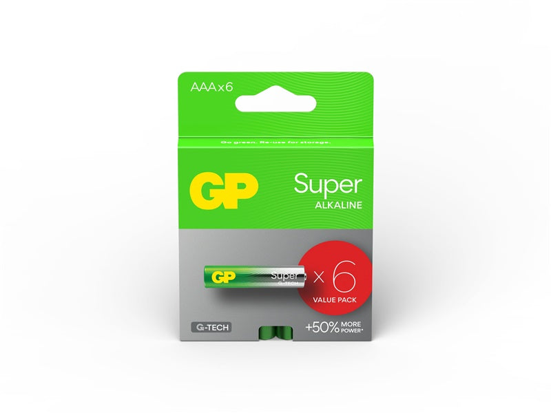 Elementai GP SUPER ALKALINE AAA/LR03, 1,5V, 6 vnt.