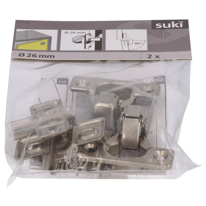 Furniture hinge Suki, 2.6 cm, 95°, nickel, 2 pcs.