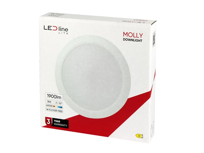 Oprawa wpuszczana LED Line MOLLY, 18W, 4000°K, LED