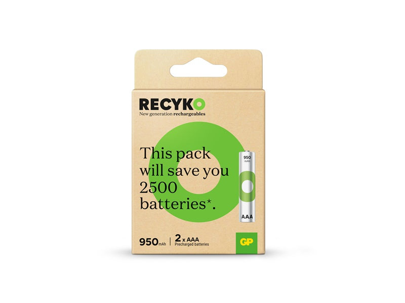 Rechargeable batteries GP RECYKO AAA, 950mAh, 2 pcs.