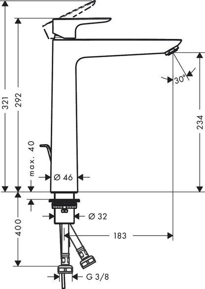 Praustuvės maišytuvas Hansgrohe Talis E 71716140, bronzos