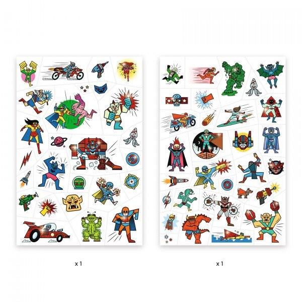 Rinkinys tatuiruotėms Djeco Superheroes DJ09614