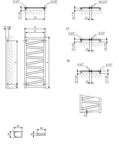Electric towel rail Terma Vipera 99X50