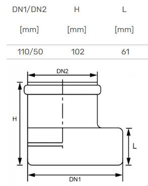 Przejściówka do kanalizacji wewnętrznej Magnaplast Skolan, 58 x 110 mm