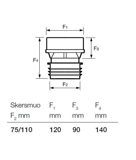 Vakuuminis ventilis Wavin MaxiVent, Ø 75-110 mm