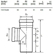 Wavin outdoor drainage tee, Ø 110 / 110 mm, 88°