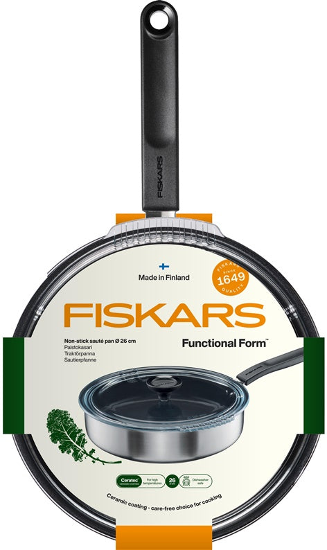 Fiskars 1072314 Frying pan with lid, 26 cm