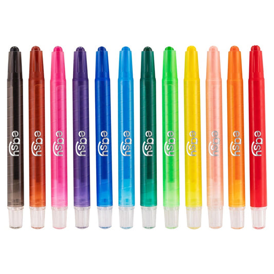 Wax crayons, twistable, 12 colours