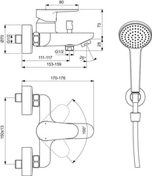 СМЕСИТЕЛЬ ДЛЯ ВАННЫ IDEAL STANDARD BC706AA