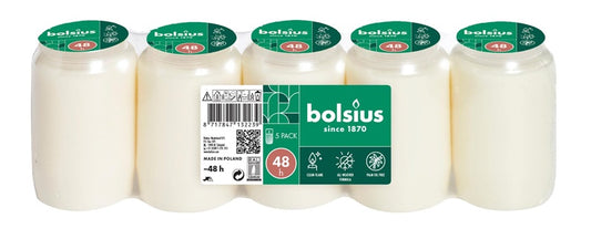 Žvakės įdėklai Bolsius, 48 h, 5 vnt., Balta sp. 9 cm