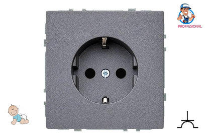 Socket LIREGUS MODERN, earthed, matt black