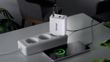 Adapteris Sponge C2 45W GaN, USB-C/USB-A, balta
