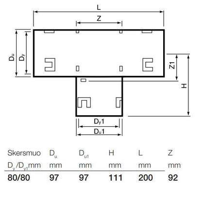 Drainage pipe tee Wavin, Ø 80/80 mm x 90°