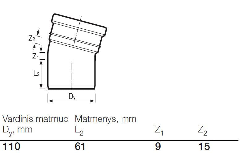 Wavin outdoor sewage elbow, Ø 110 mm, 15°