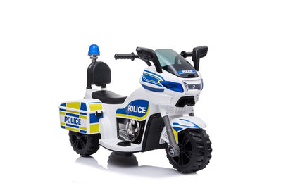 Kids' Electric Motorcycle Police, blue/white