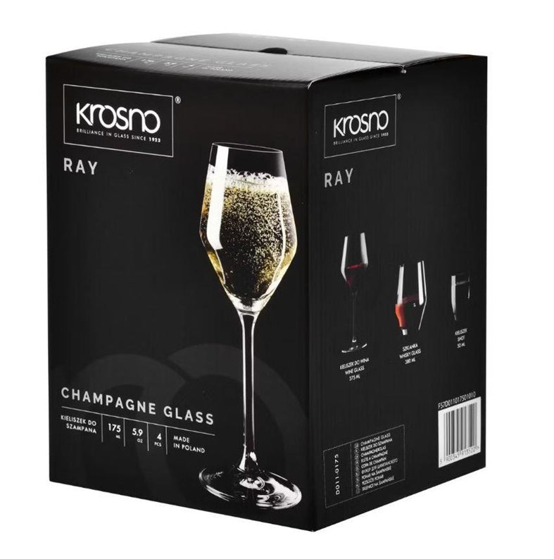 Krosno RAY Champagne Glass Set, glass, 0.220l, 4 pcs
