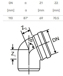 Kolano do kanalizacji wewnętrznej Magnaplast Skolan, 110 mm, 87°