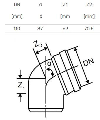 Kolano do kanalizacji wewnętrznej Magnaplast Skolan, 110 mm, 87°