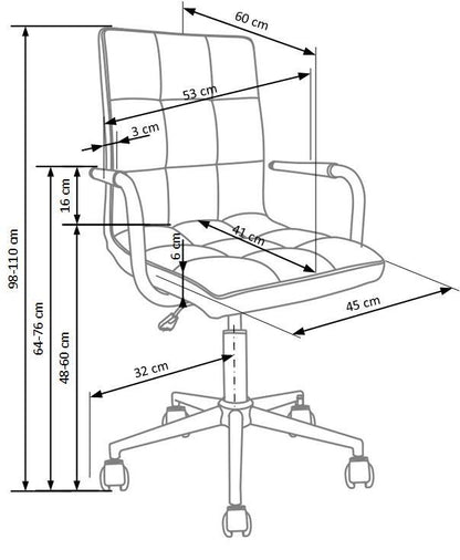 Children's desk chair Gonzo 2, 53 x 46 x 98 - 110 cm, white
