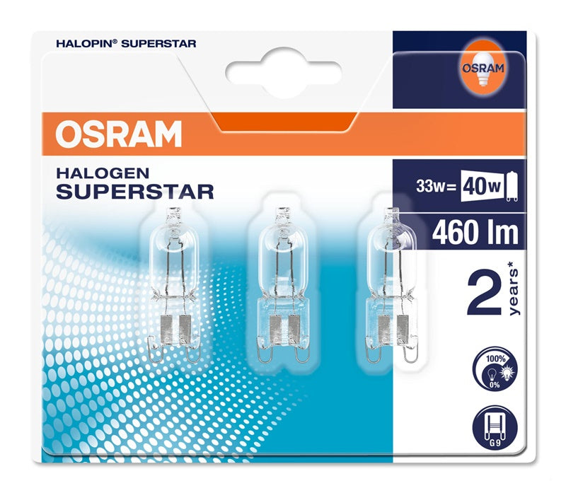 HALOGENINĖ LEMPA G9 33W 230V 3VNT