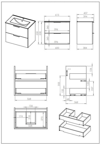 Bathroom cabinet with washbasin Elita Astra, grey, 39.4x61.5x53