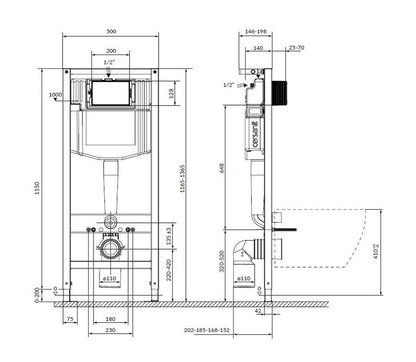 Pakabinamojo unitazo komplektas Cersanit S701-759, 20x50 cm