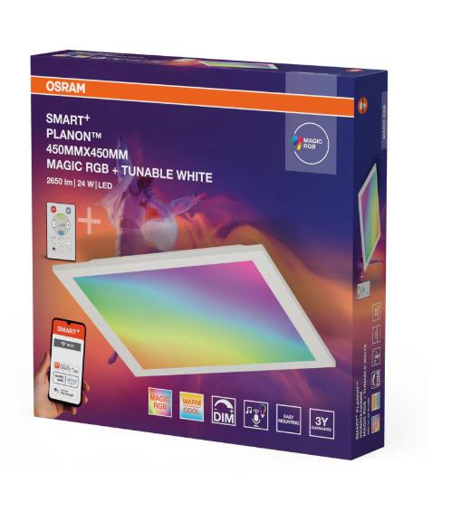 ŠVIESTUVAS TVIRT WIFI 45X45 RGBTW RC