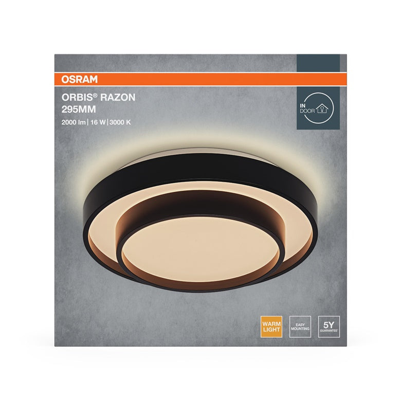Oprawa sufitowa Osram, LED, 16W, 3000K, 1000lm, Ø295, czarna