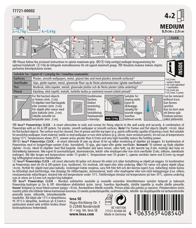 Adhesive tape Tesa Power-Strips 77721 Double-sided 0.06m x 2cm
