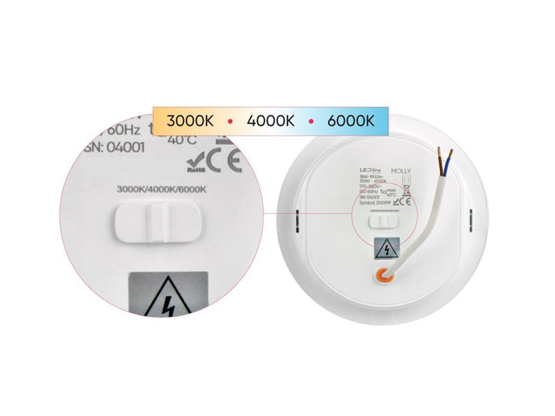 Oprawa wpuszczana LED Line MOLLY, 18W, 3000-6000°K, LED