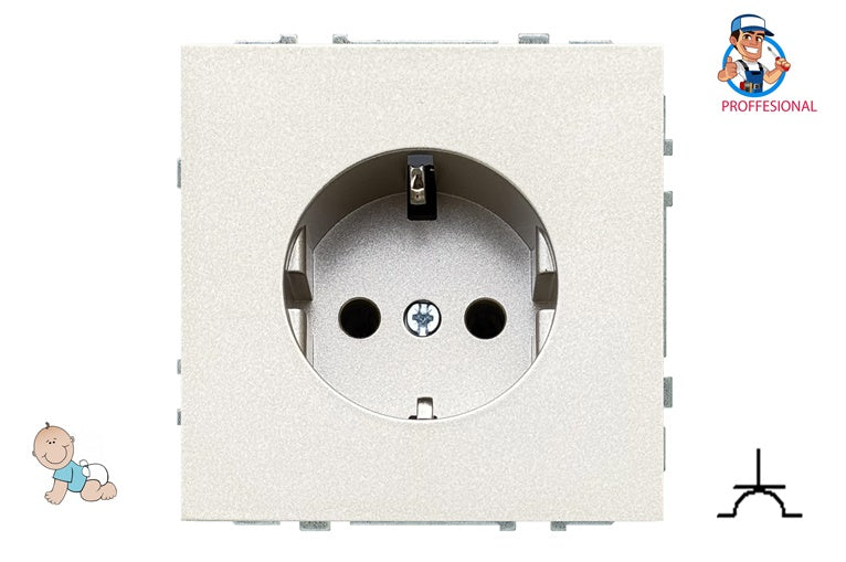 Socket LIREGUS MODERN, earthed, champagne colour