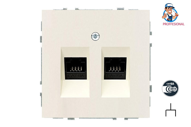 Computer socket LIREGUS MODERN, 2-gang, matt sand