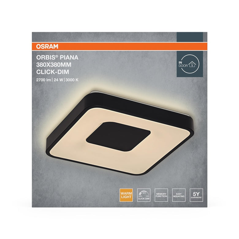 Lampa sufitowa Osram, LED, 24W, 3000K, 1450lm, Ø380, czarna