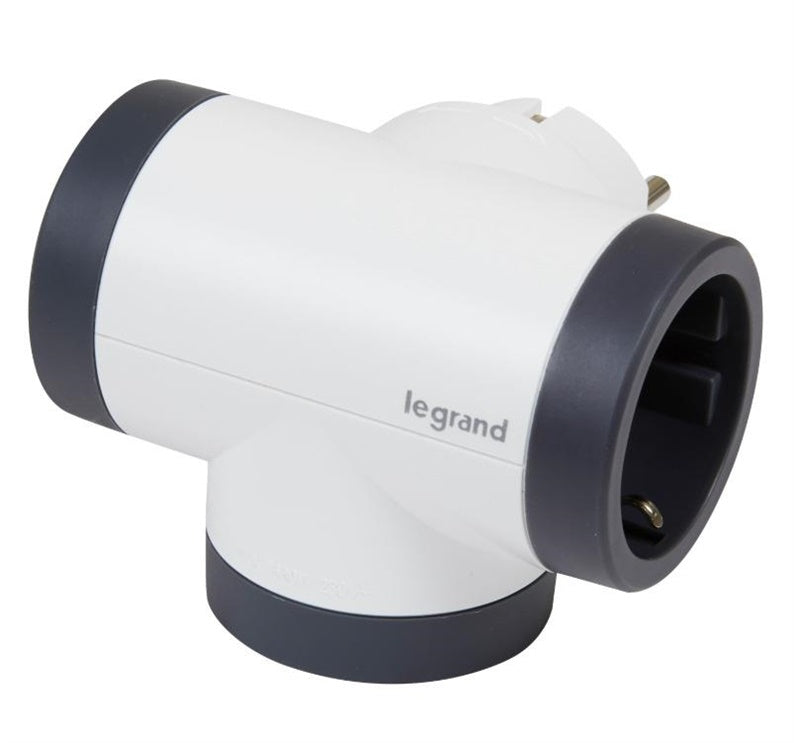 Three-way LEGRAND splitter, white/black