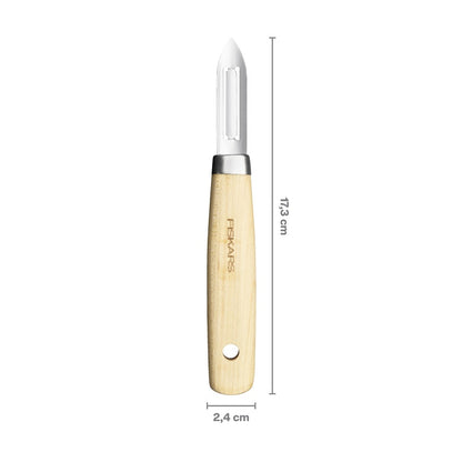 Fiskars vegetable peeler, 17.3 cm, stainless steel/wood