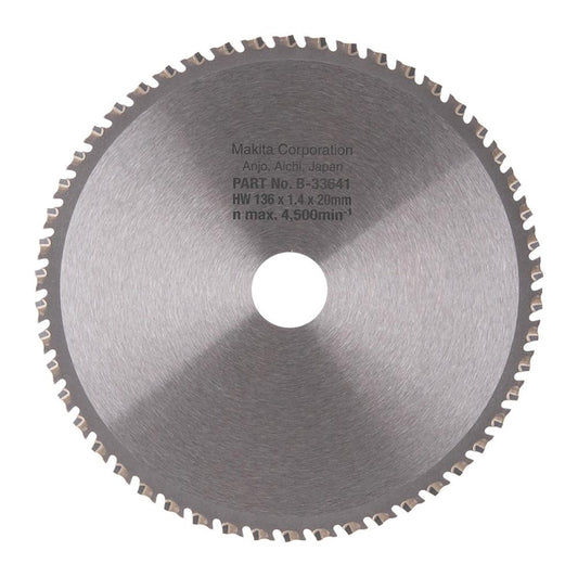 Tarcza tnąca do metalu Makita; 136x1,4x20,0 mm; Z50; -15°
