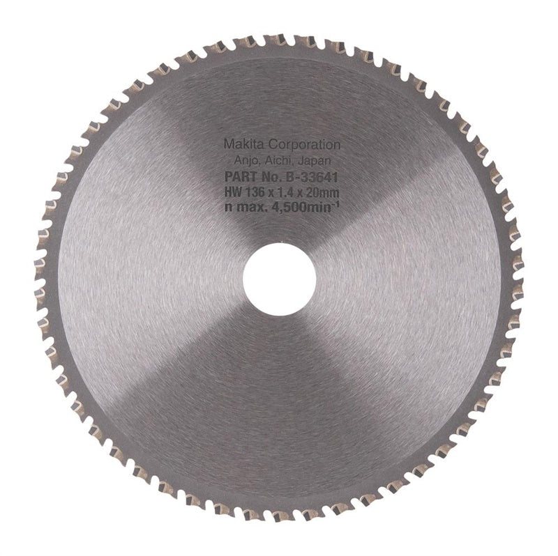 Tarcza tnąca do metalu Makita; 136x1,4x20,0 mm; Z50; -15°