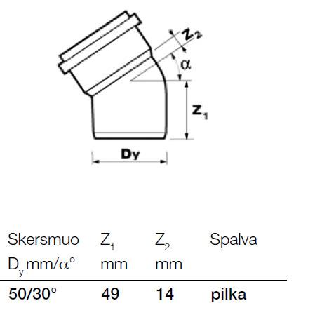 Wavin internal sewage elbow, Ø 50 mm, 30°
