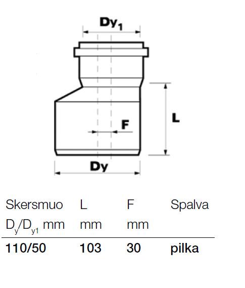 Wavin internal sewage transition, Ø 50 / 110 mm
