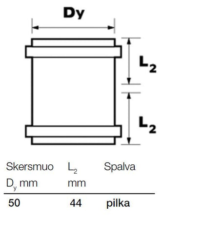 Vidaus kanalizacijos dviguba mova Wavin, Ø 50 mm