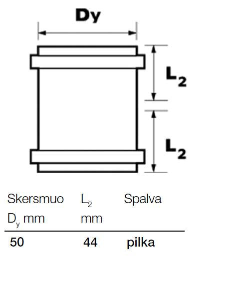 Wavin double socket internal sewage pipe, Ø 50 mm