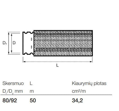 Rievėtas drenažo vamzdis su geotekstile Wavin, Ø 80/92 mm