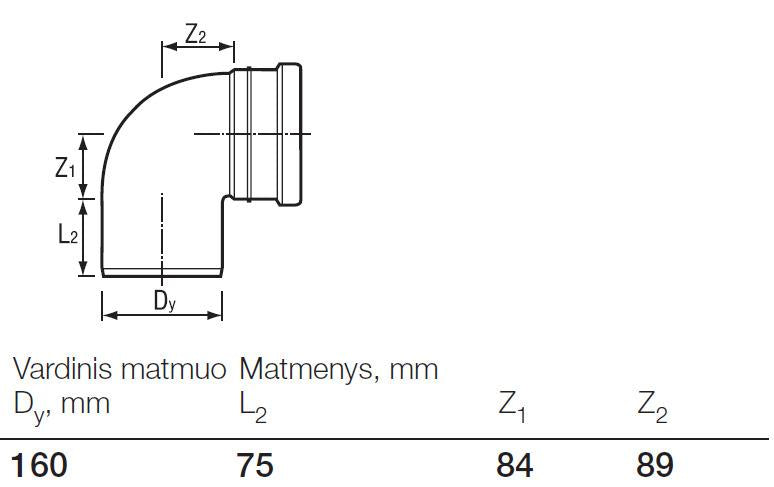 Kolano kanalizacyjne zewnętrzne Wavin, Ø 160 mm, 88.5 °