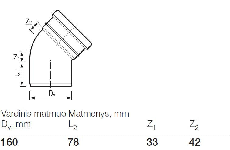 Outdoor Sewer Elbow Wavin, Ø 160 mm, 45°