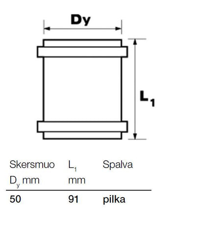 Vidaus kanalizacijos remontinė mova Wavin, Ø 50 mm